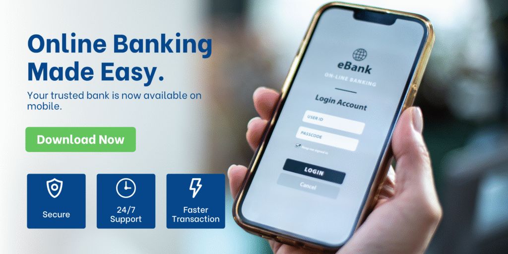 blue and green modern online banking landscape banner